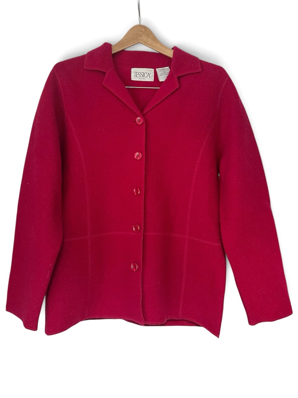 Vintage Jessica Red Button-Front Lightweight Jacket